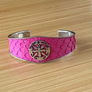 Rustic Cuff  Monique Python Lipstick PInk & Silver Cuff Bracelet